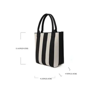 กระเป๋าถักไหมพรมสำหรับผู้หญิง คุณภาพสูง <span class=keywords><strong>ลาย</strong></span>ทาง กระเป๋าสะพายลำลองแบบถือได้ หูหิ้วสองข้าง เปิดปิดง่าย ทนทาน - Product Image 3