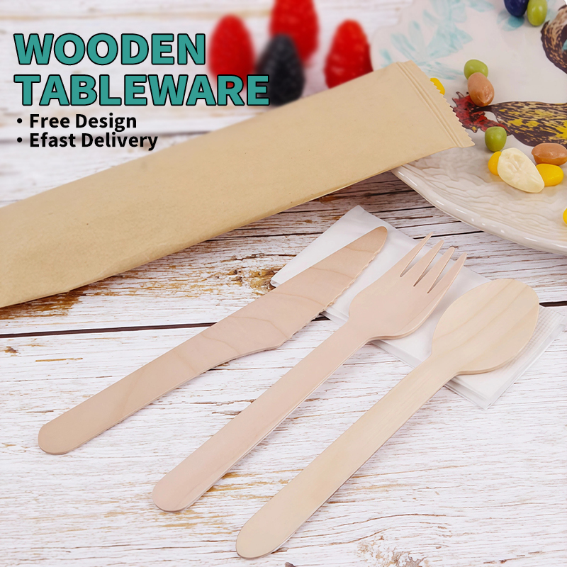 Jiehui Biodegradable Disposable Wooden Tableware Forks
