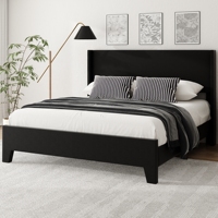 Lit plateforme à panneaux souples avec tête de lit haute pour meubles de chambre d'appartement et projets de design d'intérieur raffinés