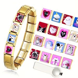 New In-Stock Stainless Steel Italian Module Bracelet 18K Gold Plated for DIY Heart Pet Dog Jewelry Italian <b>Charms</b> Bracelets - Product Image 1