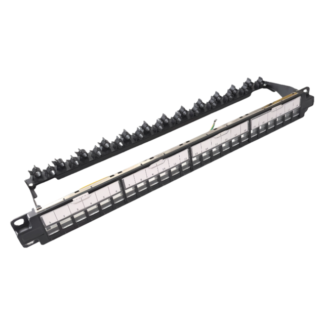 24Port  Cat6 Cat6a Cat7 Cat8 Rj45  FTP 19Inch Rack Mount  Blank Patch Panel With Dustproof Door 1U STP Blank Modular Patch Panel