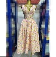 Robe d'été décontractée sans manches pour femme, imprimée, coupe trapèze, col en V, grande taille, tendance, qualité supérieure, vente en gros pour boutiques
