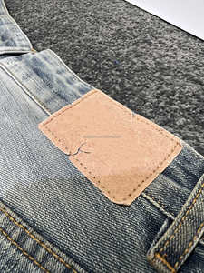 רופף מתאים חדש עם תגי תגים unisex הושמדו אמנות ישרה מכנסיים ברכיים ג 'ינס Y2k רחב-רגל גברים במצוקה ג' ינס - Product Image 5