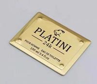 Étiquette personnalisée en alliage d'aluminium 3D écologique OEM, gravée sur mesure, pour flacon de parfum de luxe et artisanat cosmétique