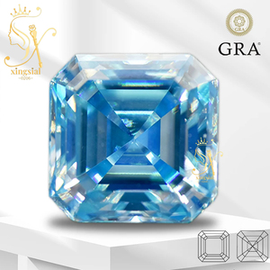 Xingsial Moissanita all'ingrosso colore blu <span class=keywords><strong>mare</strong></span> 4.5mm 10mm sintetico Moissanite diamante gemma Asscher taglio Moissanite pietra - Product Image 3