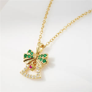 Collar con colgante de campana navideña de circonita redonda en plata de ley S925, versión de cobre personalizable, regalo creativo para mujer - Product Image 5