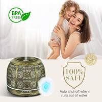 Humidificateur à brume fraîche d'aromathérapie d'huiles essentielles 500ML diffuseur d'arôme d'air ultrasonique en métal sculpté avec lumière LED