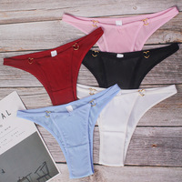 FF1717 Lingerie en coton pour femmes Strings invisibles Sous-vêtements sans couture à dos en T Anneau en forme de cœur String taille basse pour femmes