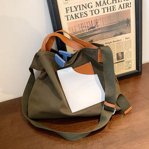 Bolso <span class=keywords><strong>de</strong></span> lona <span class=keywords><strong>de</strong></span> gran capacidad con contraste <span class=keywords><strong>de</strong></span> Color para mujer, bandolera informal, 2023 - Product Image 4