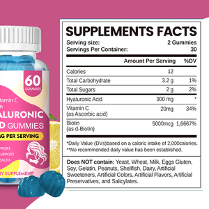 Premium High Hyaluronic Acid Gummies with 5000mcg Biotin for Youthful Skin Support Healthy Joint Beauty Supplement Gummies - Product Image 4