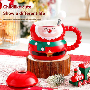 <b>Christmas</b> <b>Gift</b> Mug for Girls Cute Ceramic Couple Drinking Cup Home Breakfast Coffee Mug with Lid and Spoon - Product Image 4