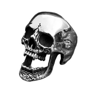yunnique Skull <b>Ring</b> <b>Titanium</b> Steel Men's Halloween Jewelry Skeleton Design Long Teeth Retro Style - Product Image 5