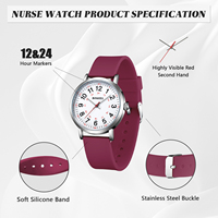 Montre numérique à quartz en alliage et verre de 36 mm, style simple, pour infirmières, avec clip de fixation pour badge, vente en gros