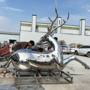 Stainless Steel Deer Sculpture Mirrored Outdoor Garden Ornament Freestanding Animal Shape - Product Image 4