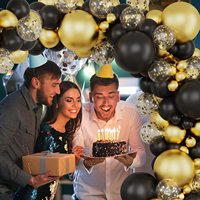 Dekorasi Latar Belakang Pesta Ulang Tahun Wisuda Nicro Gold Black, Balon Konfeti Organik Sekali Pakai Ramah Lingkungan