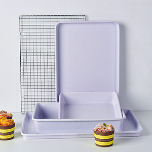 Light Purple Cake Baking Pan Set 4 Pieces Carbon Steel Non-Stick Reusable Bakeware - Product Image 2