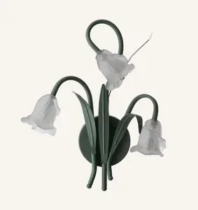 3 Zubehör grün tulipane Blume Metall Schlafzimmer LED-Wandlampe Haus Hotel Appartment Loft florales Indoor-Wandlicht Dekoration