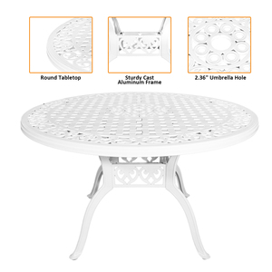 Ensemble de salle à manger de patio 5 pièces, table de patio de 48,23 pouces avec trou pour parasol de 2,36 pouces, ensemble de salle à manger en aluminium moulé pour l'extérieur avec 4 chaises - Product Image 3