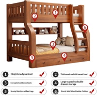 Lit superposé en bois massif de style chinois moderne pour parents et enfants, lit pour enfants à deux niveaux multifonctionnel