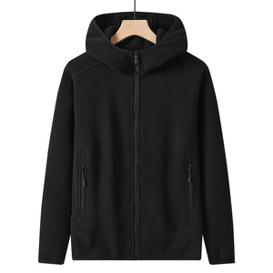 <span class=keywords><strong>Chaqueta</strong></span> de lana Polar con capucha suave informal para hombre de 400gsm, Sherpa forrado para invierno, cremallera completa, manga larga, ropa para exteriores, jersey de senderismo - Product Image 4