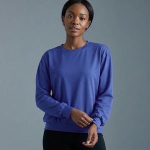 Luxury Women's Oversized Jacquard Knit Cotton Sweatshirt O-Neck Long Sleeve Streetwear Custom Logo OEM Service - Product Image 1