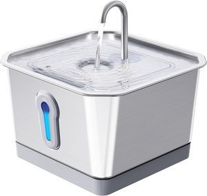 Fontaine à eau intelligente pour chat et chien, en acier inoxydable, 7L, rechargeable, écologique, super silencieuse, avec indicateur de niveau d'eau LED - Product Image 1