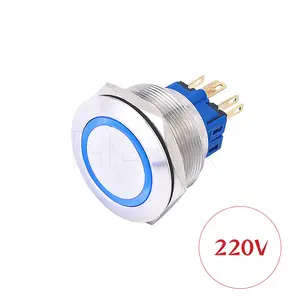 Momentary Push Button Illuminated Led Rgb 30mm Stainless Steel 5A IP65 UL Pin Terminal No Nc Push Switch