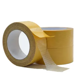Adhesive Tape Double Sided Filament Tape Mesh Fiberglass Cross Tape Packing Bonding Yellow Release Paper Waterproof Rubber