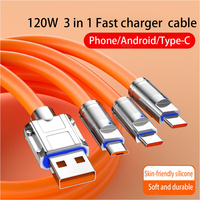 120W 3 en 1 Câble de charge USB Type C Téléphone Micro Chargeur Câbles câbles marque OEM