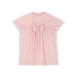 Robe longue d'été pour fille, sans manches, unie, avec pompons et nœud, style boutique, décontractée à volants - Product Image 3