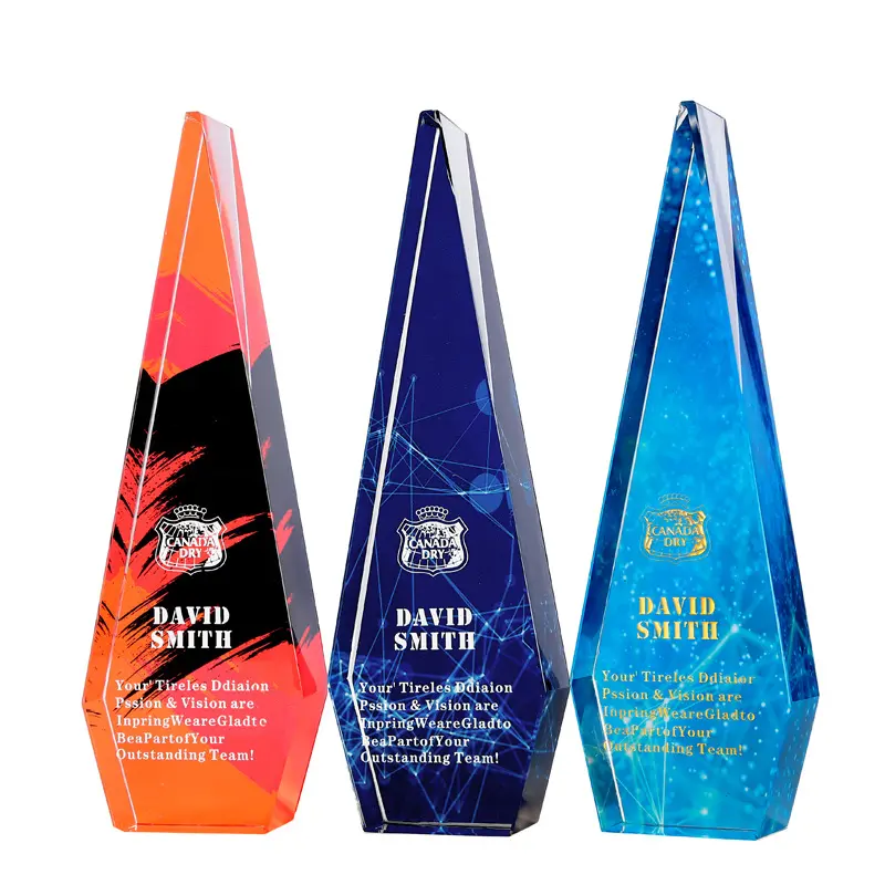 UV printing logo engraved K9 crystal glass trophy award custom crystal award