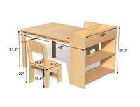 Table à dessin en forme de dessin animé chaises de table en bois pour enfants table de jeu avec bibliothèque pour enfants