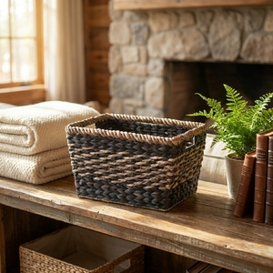 Eco Friendly Seagrass Wicker Basket Set Handwoven Storage <b>Bins</b> for <b>Bedroom</b> Bathroom Kitchen Organization Good Price - Product Image 3