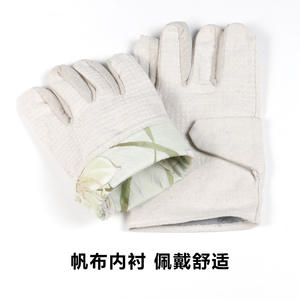 Guantes de soldadura de doble capa de lona, largos y resistentes al calor, para la industria de la soldadura, soldadura con electrodo, con poliéster y algodón - Product Image 3