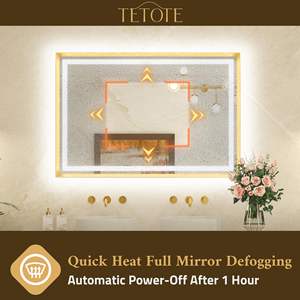 Espejo antivaho sin marco con iluminación de Halo LED blanca suave, proporciona una iluminación uniforme e impecable para el aseo - Product Image 4