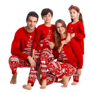 2022 Groothandel Kerst Pyjama Winter Warm En Zacht Papa Mama Jongen Meisje En Hond Pyjama Set Geschikt Voor Familie Kerst pyjama