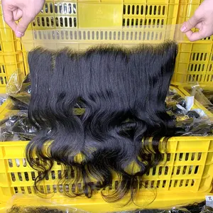 Perawan transparan Swiss Hd penutupan Perruque simpul tunggal 13X6 rambut manusia mentah depan lurus 13X4 renda Frontal dengan rambut bayi