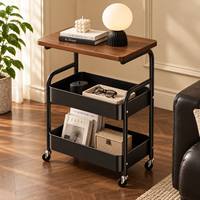 Petit chariot de rangement mobile à 3 niveaux en métal avec 4 roues et plateau pour la maison, la cuisine, la salle de bain