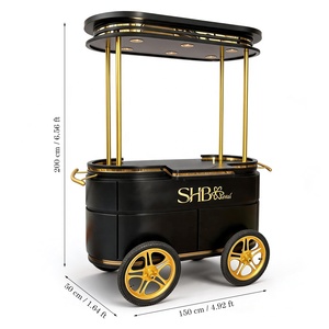 Carrito de Bar de Lujo Negro y Dorado |   Carrito con Iluminación LED para Servicio de Hotel 5 Estrellas y Eventos <span class=keywords><strong>VIP</strong></span> - Product Image 5