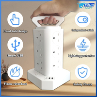 Multiprise universelle / US / UK avec protection contre les surtensions, multiprises verticales avec port USB-C, rallonge