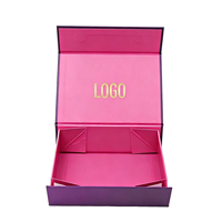 Boîte pliante de luxe personnalisée de couleur violette avec logo en feuille d'or, écologique, recyclable, rigide, en papier, doublée d'éponge, pour crème pour le visage et soins de la peau