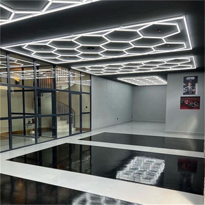 핫세일 2.43*4.84M 저렴한 육각형 LED 차고 조명, 자동차 정비소용 허니콤 LED 장식 작업등 - Product Image 3