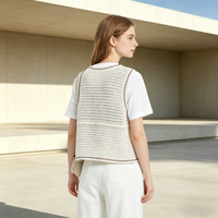 Gilet floral ajouré à mini-perles, haute qualité, style décontracté, idéal pour superposer – Meilleure vente