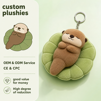 Porte-clés en peluche Otter paresseux flottant, motif feuille de designer, porte-clés Otter de mer en peluche