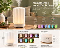 Diffuseur d'huiles essentielles électrique USB, diffuseur d'arômes en verre fait main, humidificateur d'air en verre avec lumière LED