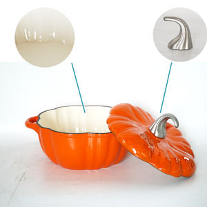 Nouvelle conception de casserole en fonte antique en forme de citrouille, émaillée, avec couvercle, pour la cuisine à domicile - Marmite hollandaise, pot à soupe - Product Image 5
