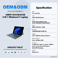 Prix de gros Ordinateur portable 2 en 1 14 pouces Écran tactile Ordinateurs portables 1920X 1200 IPS 16 Go de RAM 256 Go avec clavier détachable