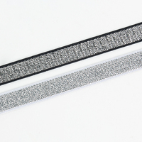 Ruban tissé personnalisé en nylon à paillettes argentées givrées, motif nœuds, confortable, élastique, haute élasticité, durable, haute ténacité