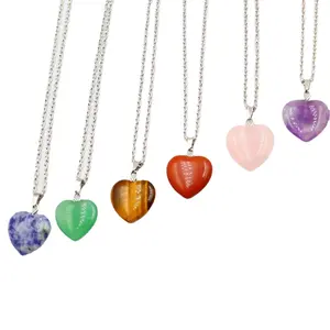 Factory Spot Low MOQ Sample Support Jade Ornament Colorful Crystal Heart Shape Jade Buddha Pendant