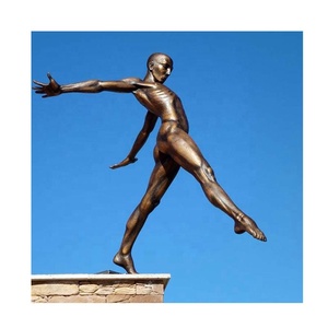 Paisaje al aire libre Decoración de metal Tamaño real Bronce fundido Figura desnuda moderna Estatua Bronce desnudo Estatua de hombre de Vitruvio - Product Image 2